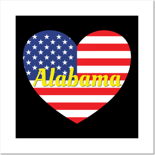 Alabama American Flag Heart Posters and Art